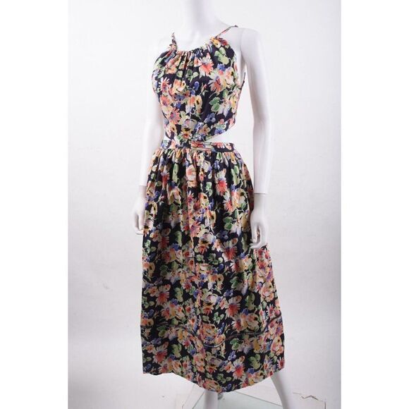 Something Navy Womens Cut-Out Dress Midi M Multi-Color Floral Blue Orange NWT - Picture 4 of 6